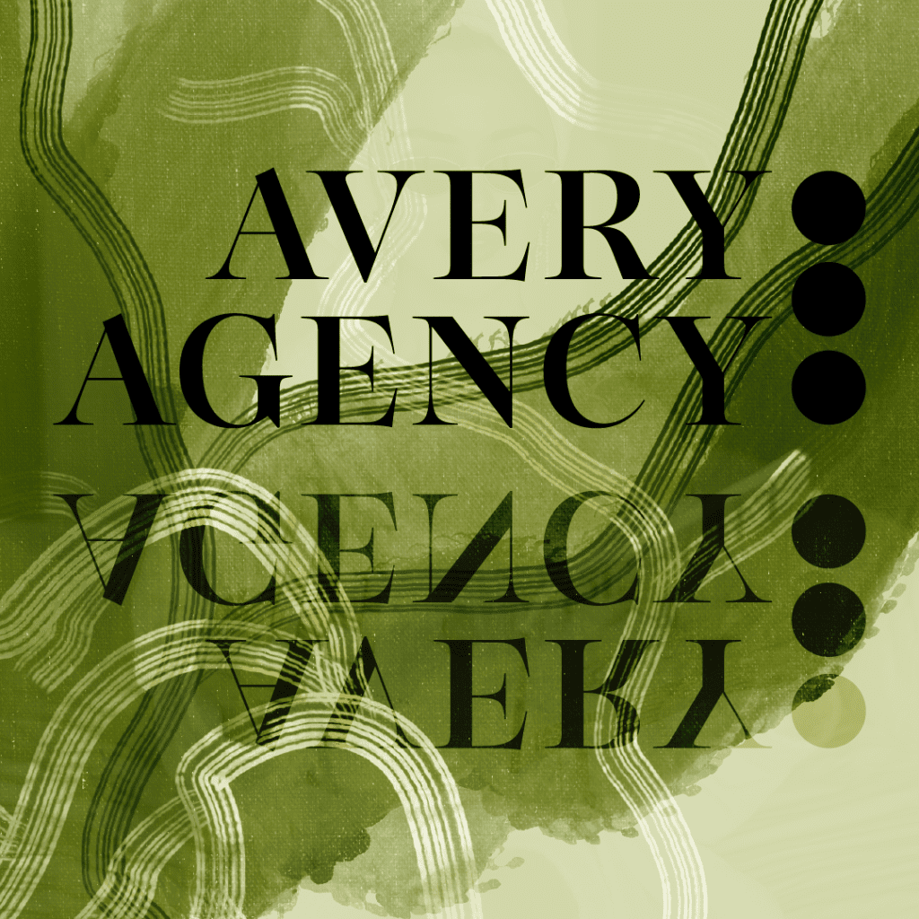 The Avery Agency logo with green texture overlaps