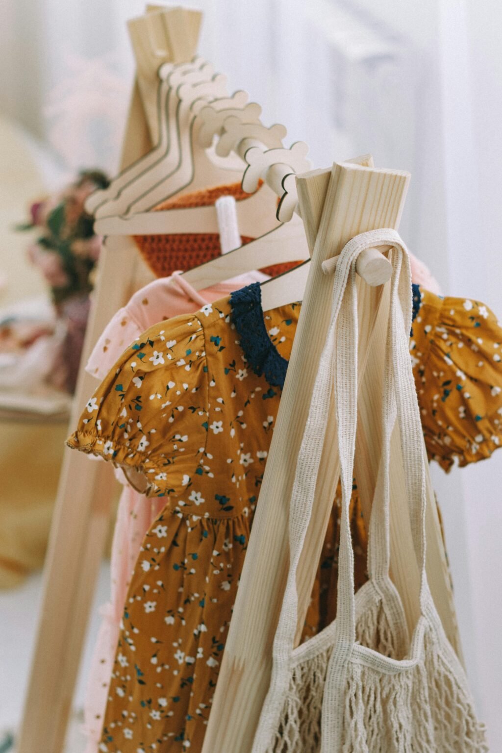 clothing hanging on a boutique rack