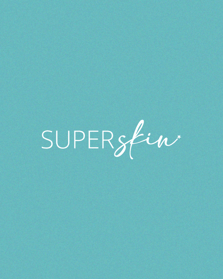superskin logo on a blue background