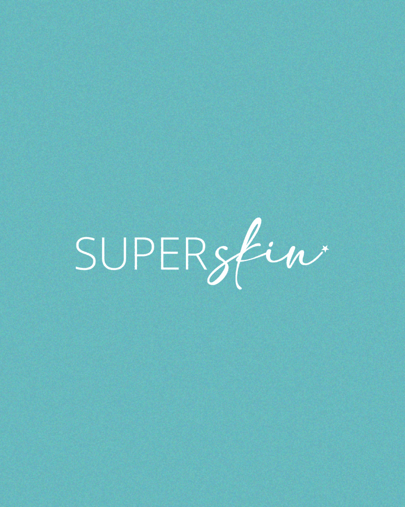 superskin logo on a blue background